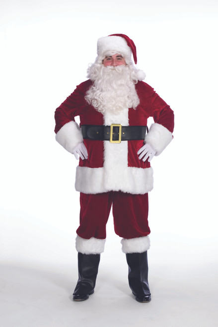 10-Piece Red Velveteen Christmas Santa Set - Adult Size XXL - IMAGE 1