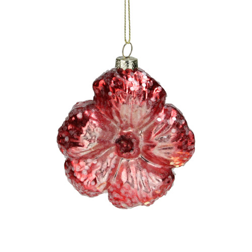3.5" Pink Iridescent Glass Flower Christmas Ornament - IMAGE 1