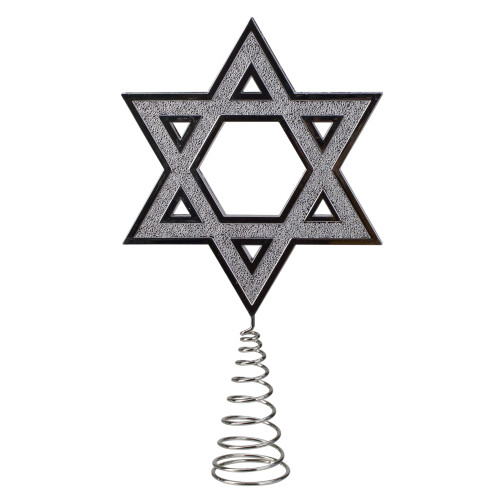 9.5" Silver Star of David Hanukkah Holiday Tree Topper - IMAGE 1