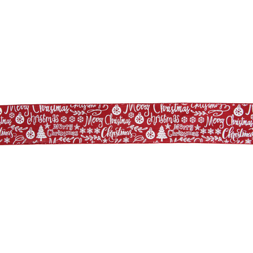 Red and White Merry Christmas Wired Craft Ribbon 2.5" x 16 Yards - IMAGE 1