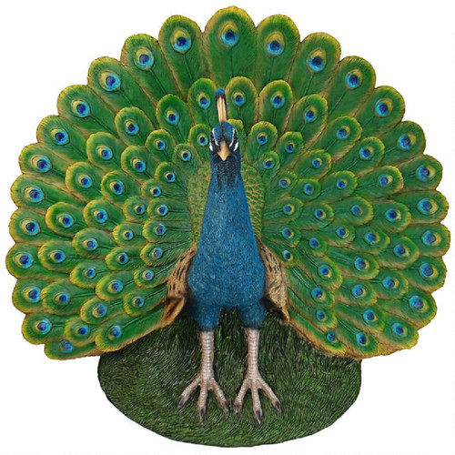 24" Peacock Plumage Outdoor Garden Statue - IMAGE 1