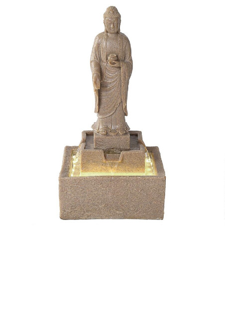 23.5" Buddha Meditative Cascading Illuminated Sculptural Garden Fountain - IMAGE 1