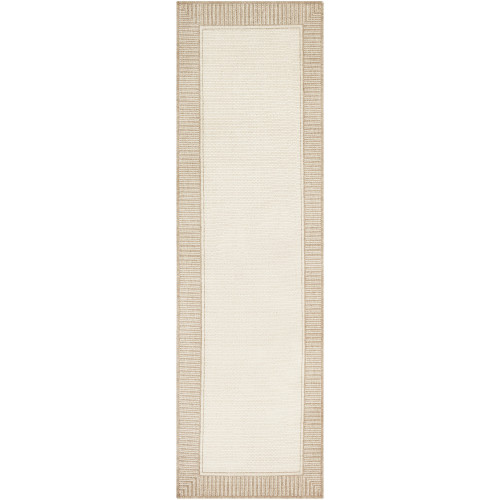 2'3" x 7'9" Alfresco Beige and Brown Striped Borderline Pattern Synthetic Area Rug - IMAGE 1