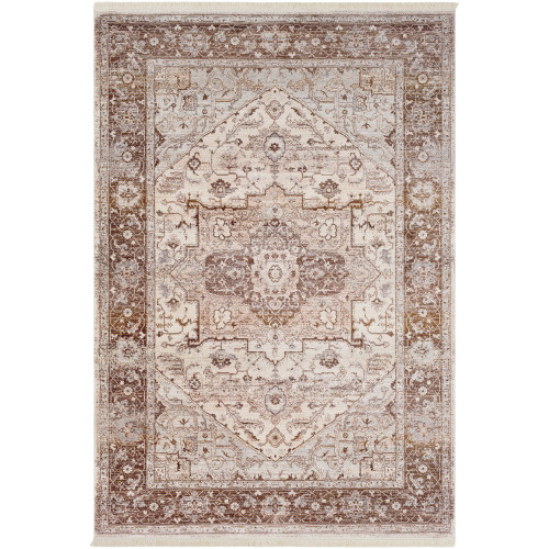 2.5' x 5' Oriental Patterned Brown and Beige Rectangular Area Throw Rug - IMAGE 1
