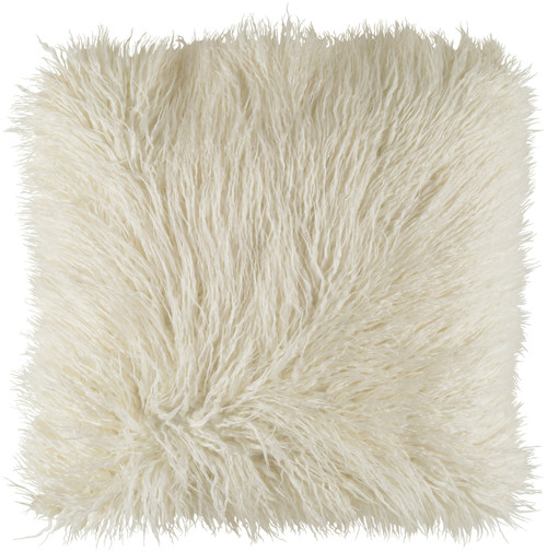 18" White Faux Fur Square Throw Pillow Cover - IMAGE 1