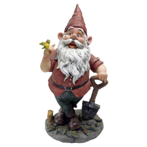 15.5" Gardening Gnome Holding a Shovel Outdoor Garden Statue - IMAGE 1