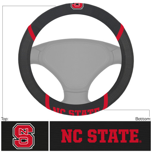 15" Black and Red NCAA NC State Wolfpack Steering Wheel Cover - IMAGE 1