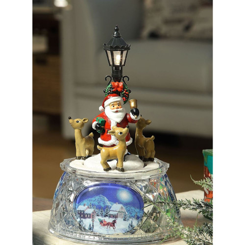 LED Lighted Musical Santa Street Lamp Tabletop Decors - 7.25 - Pack of 2 - IMAGE 1