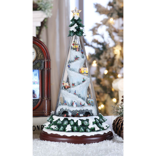 LED Lighted Musical Twisted Slopes Christmas Tree Decoration - 15" - IMAGE 1