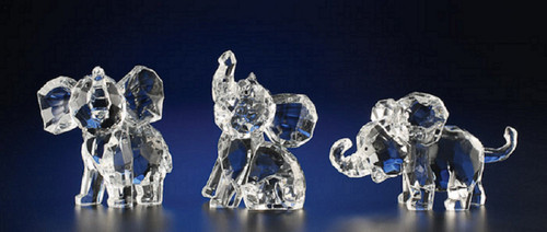 Club Pack of 12 Clear Icy Crystal Decorative Baby Elephant Figurines 3.8" - IMAGE 1