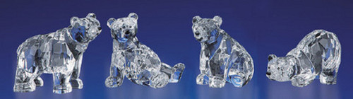 Pack of 8 Clear Icy Crystal Decorative Bears Figurines 4.1" - IMAGE 1