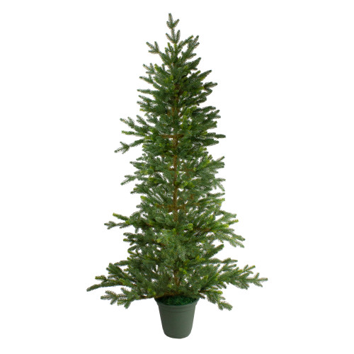 Real Touch™️ Potted Noble Pine Slim Artificial Christmas Tree - 6' - Unlit - IMAGE 1