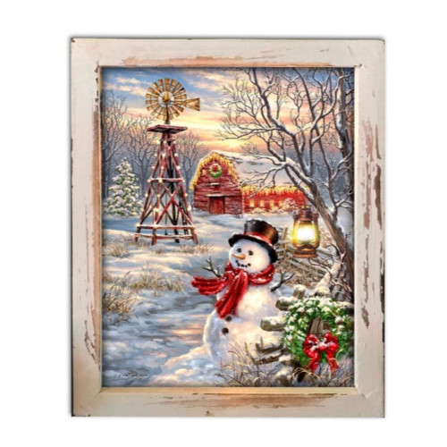 10" White and Red LED Lighted Winter Windmill Christmas Rectangular Shadow Box Decoration - IMAGE 1
