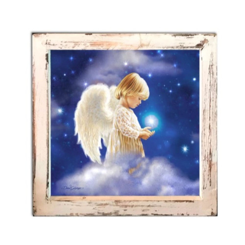 8" White and Blue LED Lighted Angel Star Christmas Square Shadow Box Decoration - IMAGE 1