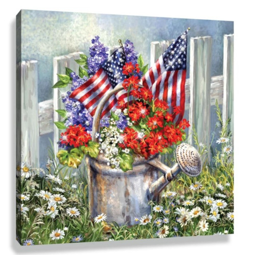 Green and Red Patriotic Garden Pizazz Print Framed Wall Decor 10" x 10" - IMAGE 1