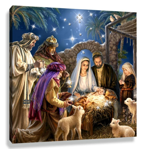10" Blue and Ivory The Nativity Embellished Pizazz Wall Art - IMAGE 1