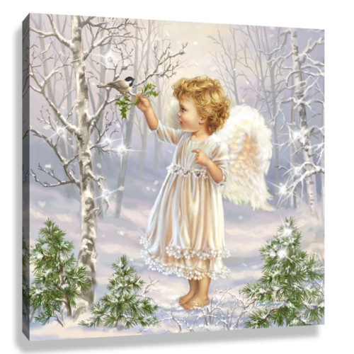 10" x 10" White and Green Little Winter Blessings Embellished Pizazz Wall Art - IMAGE 1