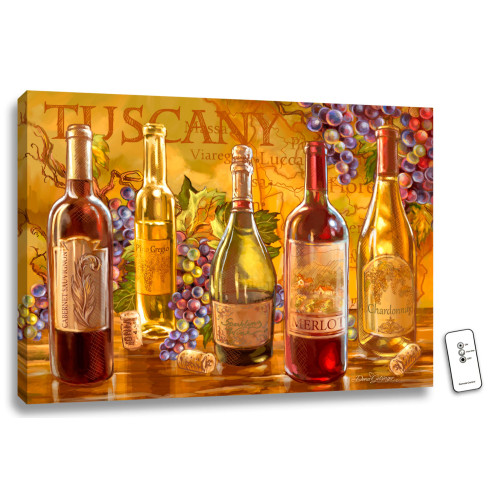 18" x 24" Orange and Red Tuscan Bottles Back-lit Wall Art with Remote Control - IMAGE 1