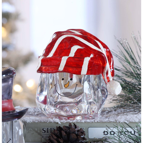 Snowman Knit Hat Candy Jars - 5.25" - Set of 2 - IMAGE 1