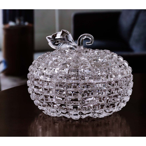 Diamond Cut Pumpkin Jar - 6.5" - Clear - IMAGE 1