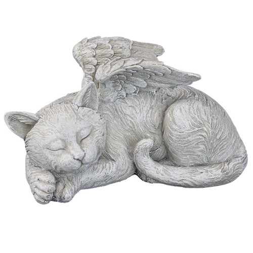 10" Sleeping Cat Angel Outdoor Garden Statue - IMAGE 1