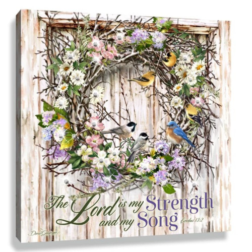 Green and Purple Spring Wreath Pizazz Print Framed Wall Decor 10" x 10" - IMAGE 1