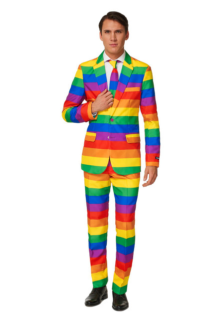 Yellow and Green Rainbow Men's Adult Slim Fit Suit - Medium - IMAGE 1
