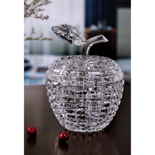 Diamond Cut Apple Decorative Jars - 5.5" - Clear - Set of 4 - IMAGE 1