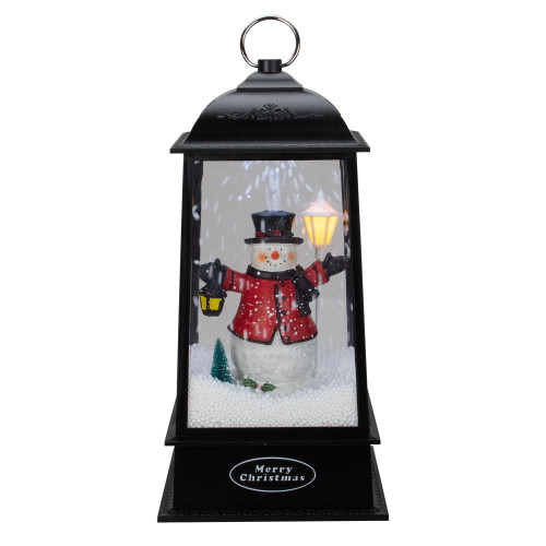 13" Lighted Snowman Christmas Lantern with Falling Snow - IMAGE 1