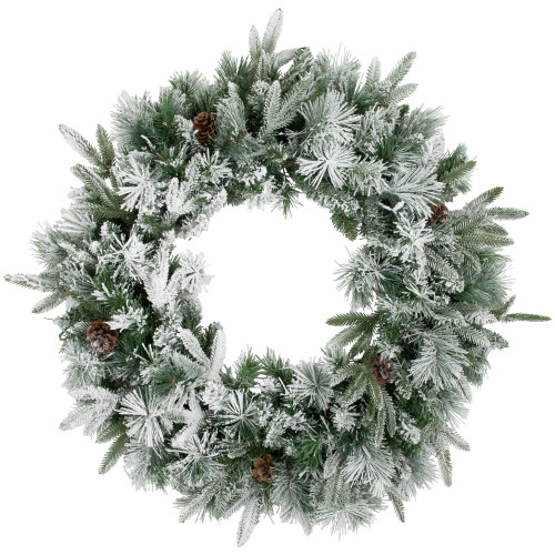 Flocked Rosemary Emerald Angel Pine Artificial Christmas Wreath - 30-Inch, Unlit - IMAGE 1