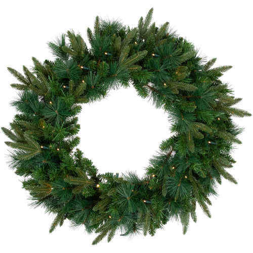 Real Touch™️ Pre-Lit Rosemary Emerald Angel Pine Artificial Christmas Wreath - 30" - Clear LED Lights - IMAGE 1