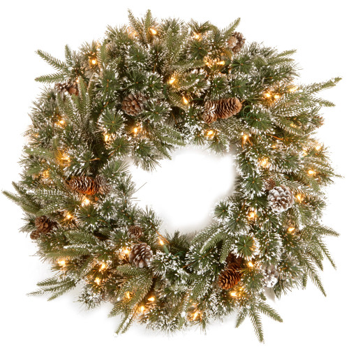 Pre-Lit Liberty Pine Artificial Christmas Wreath, 24-Inch, Clear Lights - IMAGE 1