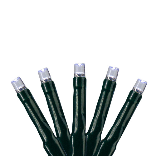 Multi-Function LED M5 Mini Christmas Lights - Pure White - 20.5 ft Green Wire - 200ct - IMAGE 1