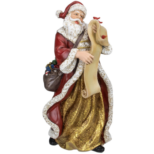 13.75" Santa Claus Holding His List with Cardinals Christmas Tabletop Figurine - IMAGE 1