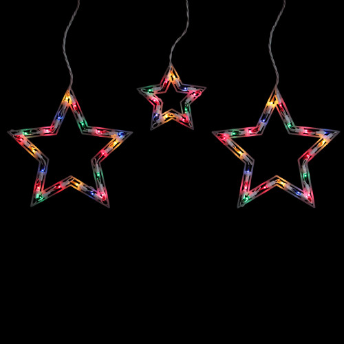 100-Count Multi-Color Star Shaped Mini Icicle Christmas Lights, 7ft White Wire - IMAGE 1