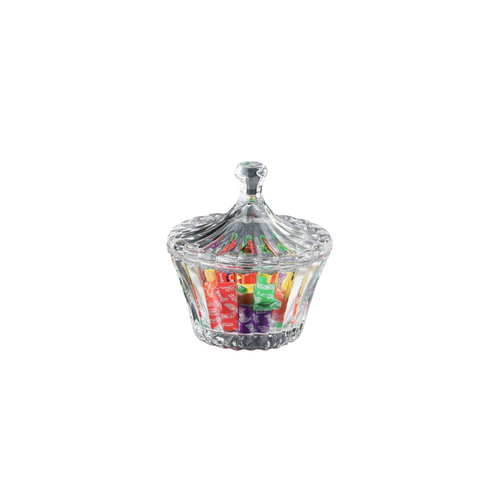 6" Crystal Clear Hand Blown Candy Jars with Lid - IMAGE 1
