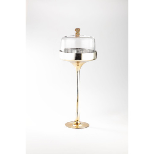 20" Clear and Gold Cloche Glass Dome Decoration - IMAGE 1