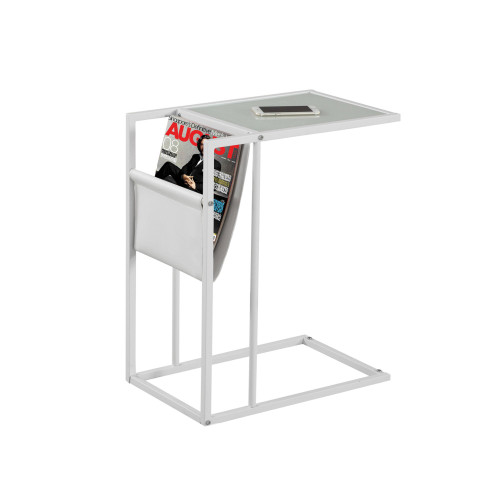 24" White Contemporary Rectangular Accent Table with Magazine Rack - IMAGE 1