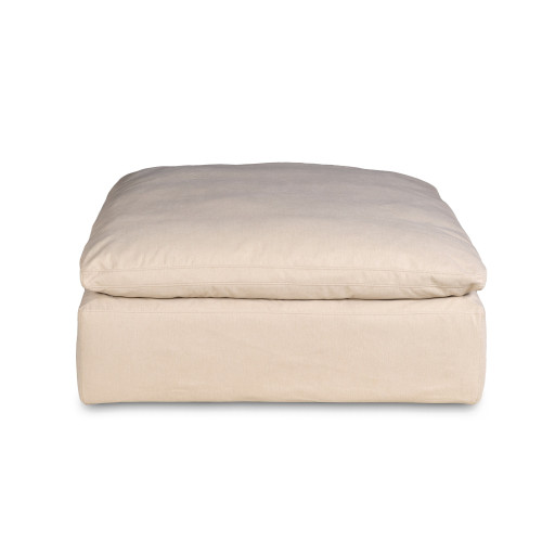 44" Tan Fabric Upholstery Slipcovered Square Modular Pouf Ottoman - IMAGE 1