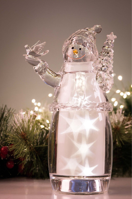 Set of 2 Clear Star Snowman LED lighted Christmas Tabletop Decor 9.25" - IMAGE 1