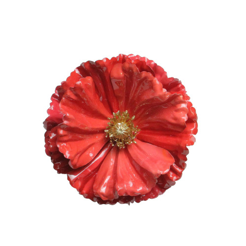 Shiny Poppy Flower Clip Christmas Ornament - 4.75" - Coral Pink - IMAGE 1