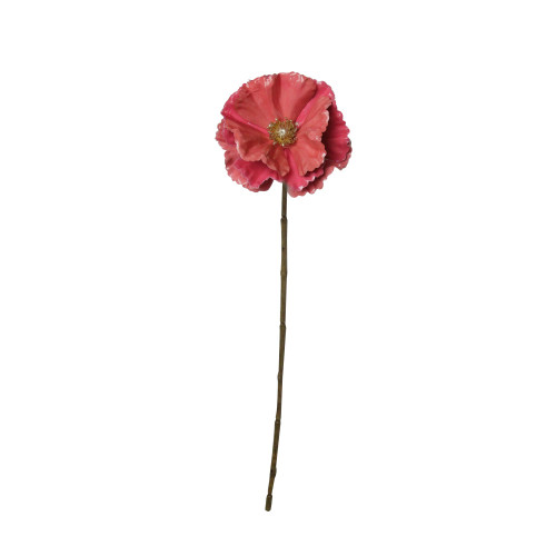 18" Pink and Brown Poppy Flower Artificial Christmas Stem - IMAGE 1