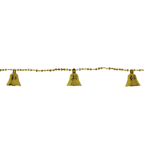 9' Northlight Shiny Gold Bell Beaded Artificial Christmas Garland Set - Unlit - IMAGE 1