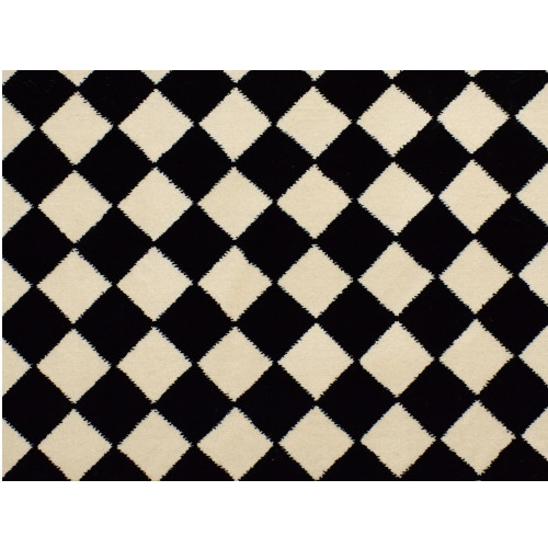 3’ x 20’ Diamond Patterned Black and Ivory Broadloom Area Throw Rug Runner - IMAGE 1