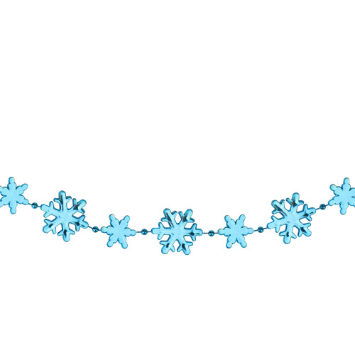 Shiny Snowflakes Christmas Garland - 8' x 1" - Blue - Unlit - IMAGE 1