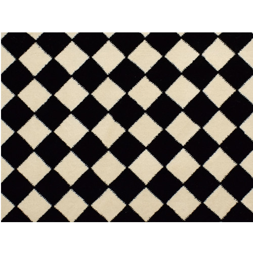 10’ Diamond Patterned Black and Ivory Broadloom Round Area Throw Rug - IMAGE 1