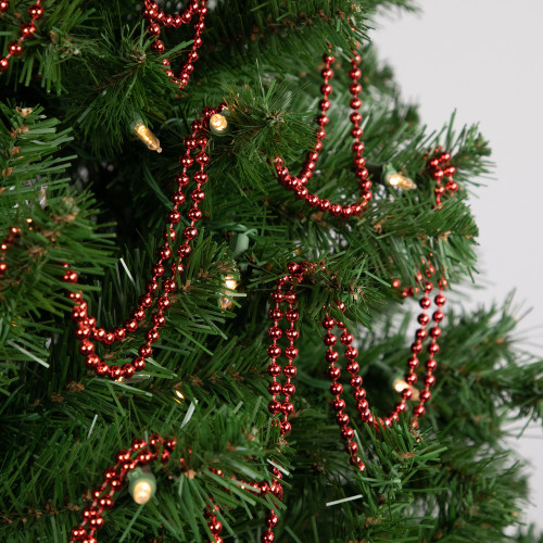 Shiny Beaded Christmas Garland -15' x .25" - Crimson Red - Unlit - IMAGE 1