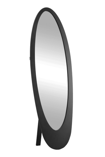 59" Black and Clear Contemporary Wooden Framed Oval Floor Mirror - IMAGE 1