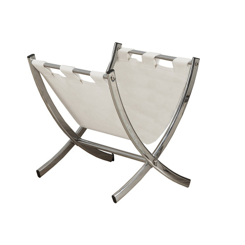 17.5" White and Silver Contemporary Magazine Rack - IMAGE 1