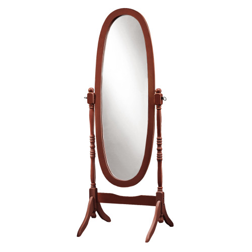 59" Walnut Brown and Clear Contemporary Wooden Framed Oval Floor Mirror - IMAGE 1